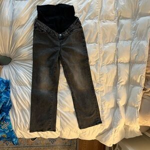 Seraphine Dark Gray Wide Leg Over Bump Maternity Jeans Sz 6